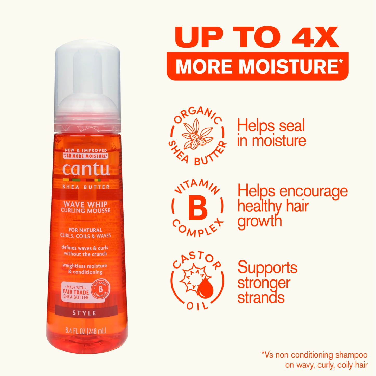 Cantu Shea Butter for Natural Hair Wave Whip Curling Mousse, 8.4 Ounce (Pack of 4) Beauty & Personal Care Cantu