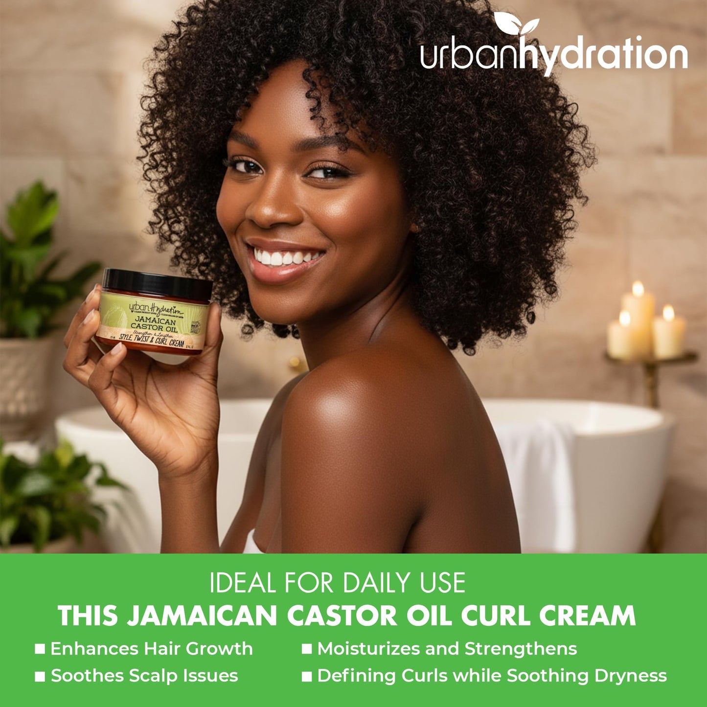 Urban Hydration Jamaican Castor Oil Curl Styling Cream | Sulfate, Paraben and Dye Free, Moisturizes, Thickens, Prevents Breakage and Lengthens Beauty & Personal Care Urban Hydration