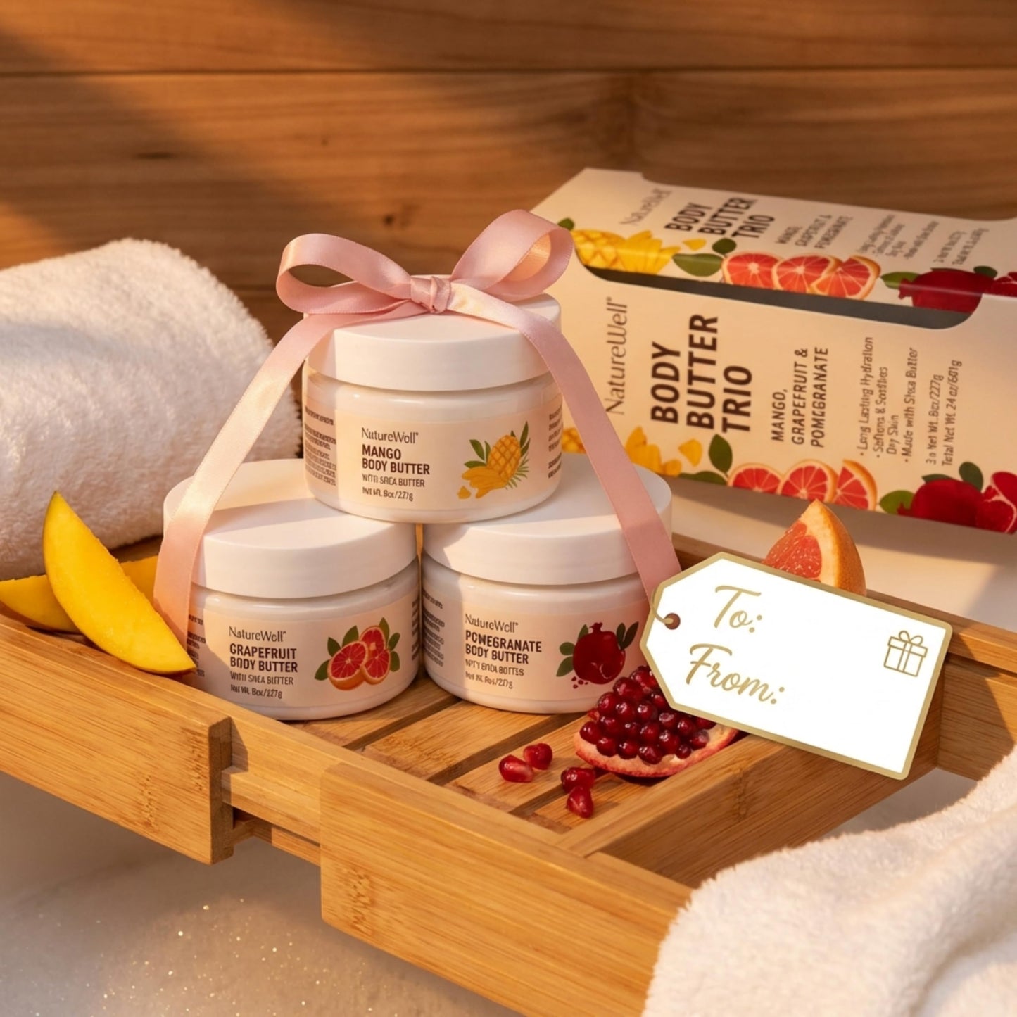 NATURE WELL Shea Body Butter Variety Pack, Includes Grapefruit, Mango, & Pomegranate, Provides Ultimate Nourishment & Hydration, 3 Pack (8 Oz Ea) Beauty & Personal Care NATURE WELL