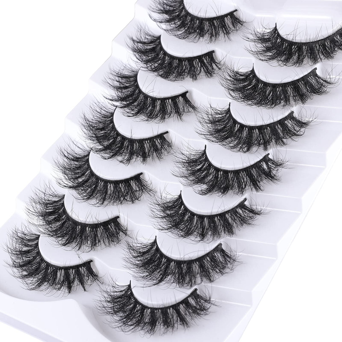 Mebver Lashes Eyelashes 8D Fluffy False Eyelashes Wispy Faux Mink Lashes Light Weight Fake Eyelashes Cat Eye Lashes 7 Pairs Pack, Black Beauty & Personal Care Mebver