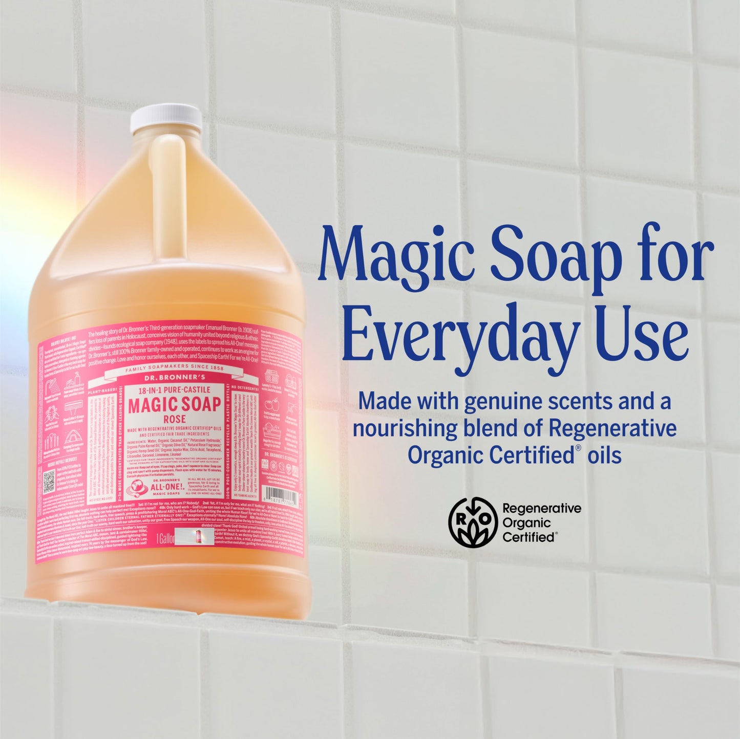 Dr. Bronner's - Pure-Castile Liquid Soap (Rose, 8 ounce) - Made with Organic Oils, 18-in-1 Uses: Face, Body, Hair, Laundry, Pets and Dishes Beauty & Personal Care Dr. Bronner's