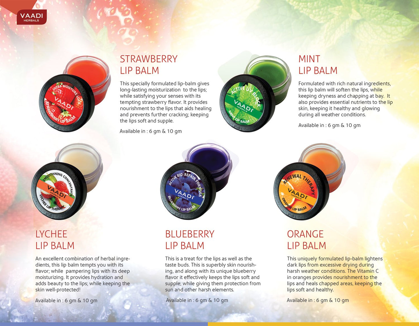 Lip Balm - ? Smoothning - ? Lychee Flavor - ? All Natural - ? Pack of 8 X 10 Gms(0.35 Ounces) in Tin - Vaadi Herbals Beauty and Personal Care Vaadi Herbals