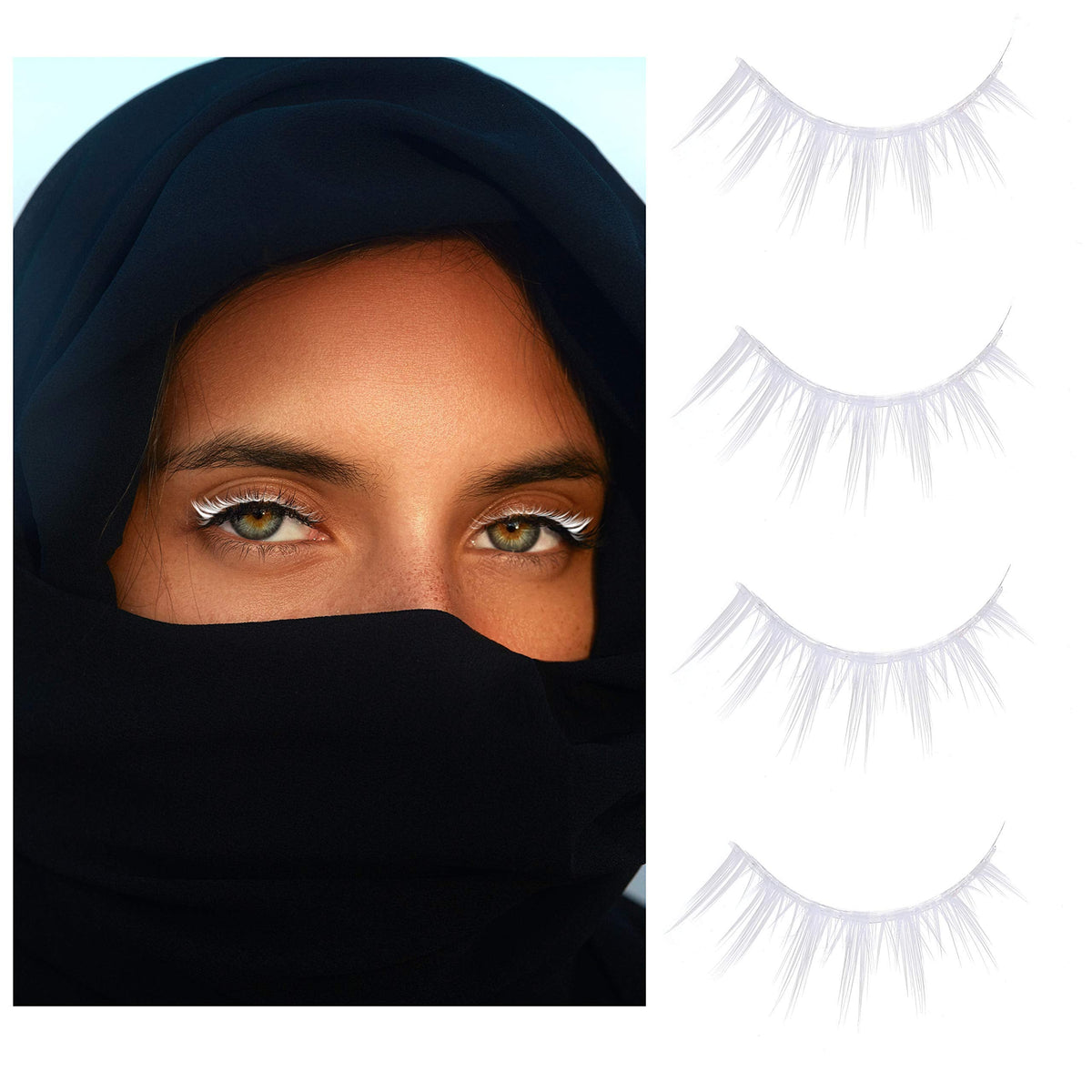 Kare & Kind White False Eyelashes - Lightweight and Natural Looking Fake Extensions - Ideal for Cosplays, Masquerades, Costume Parties, Photoshoots Beauty & Personal Care Kare & Kind