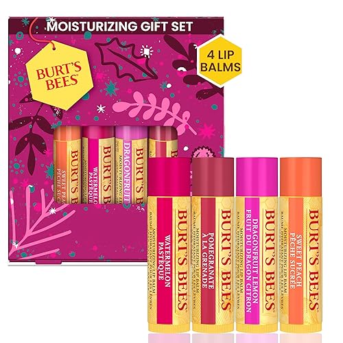 Burt's Bees Lip Balm Gift Set, Beeswax Bounty Fruit Mix, Perfect Lip Balms for Gift Baskets, 4-Pack, 0.15 oz. Beauty & Personal Care Burt's Bees