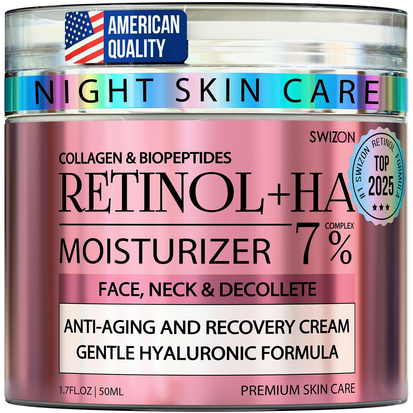 Retinol Face Cream - Premium Anti-Aging Moisturizer w/Collagen, Hyaluronic & Centella for Youthful Radiance - Firming, Tightening & Hydrating Skincare Beauty & Personal Care SWIZON