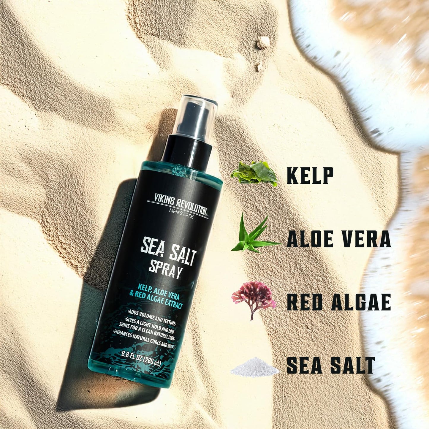 Viking Revolution Sea Salt Spray for Men - Hair Texturizing Spray with Kelp, Aloe Vera and Red Algae Extract - Surf Sprays to Add Volume and Texture Beauty & Personal Care Viking Revolution