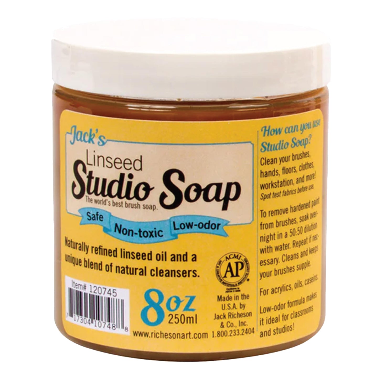 Jack Richeson Linseed Oil Studio Soap & Paint Brush Cleaner - 250 mL - Natural Brush Cleaner for Acrylic, Oil & Craft Paints - Gentle Soap for Artists Beauty & Personal Care Jack Richeson