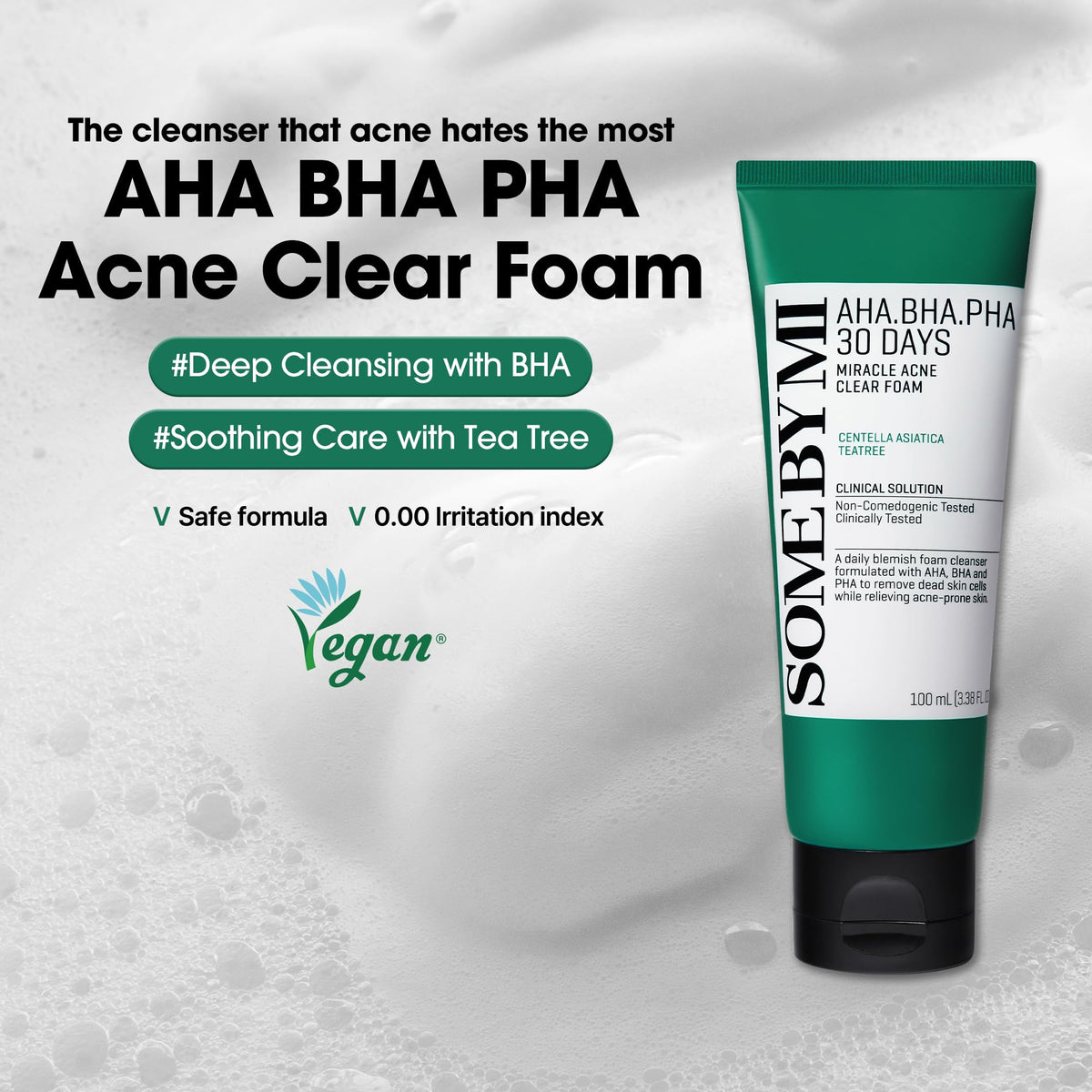 SOME BY MI AHA BHA PHA 30 Days Miracle Acne Clear Foam - 3.38oz, 100ml - Korean Acne Face Wash for Smooth & Clear Skin - Salicylic Acid Cleanser Beauty & Personal Care SOME BY MI