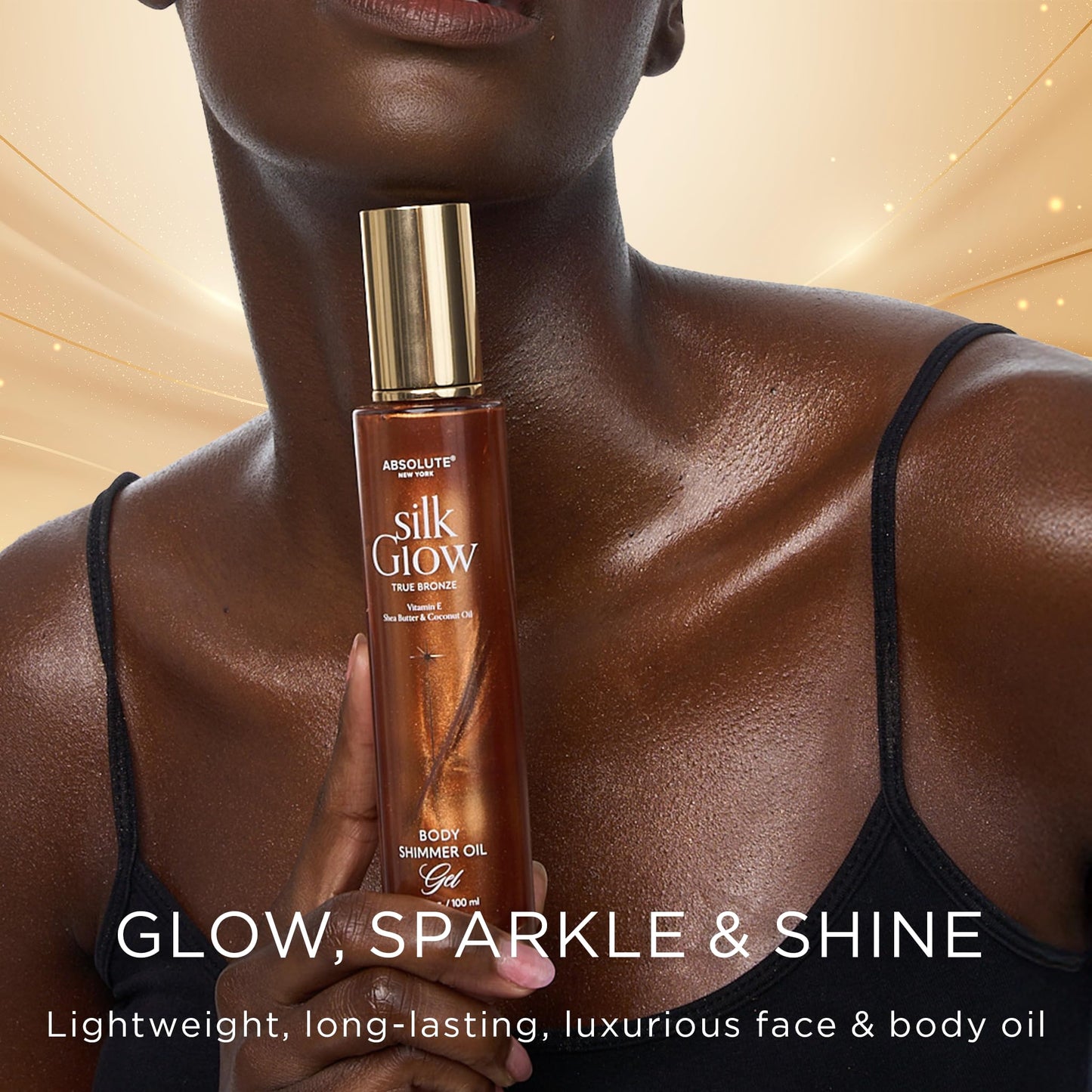 Absolute New York - Silk Glow Shimmer Mist Glow, Radiant, Shimmer Body & Face & Hair, Shea Butter, Coconut Oil, Vitamin E (SBGS04 Rose Gold Oil Gel Beauty & Personal Care Absolute New York
