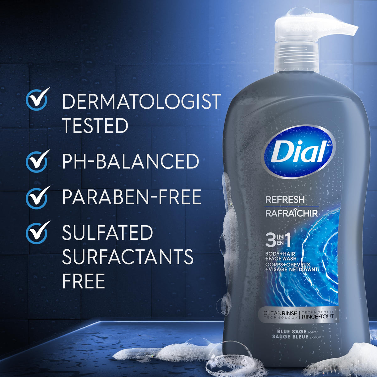 Dial Men 3in1 Body, Hair and Face Wash, Hydro Fresh, 32 fl oz Beauty & Personal Care Dial