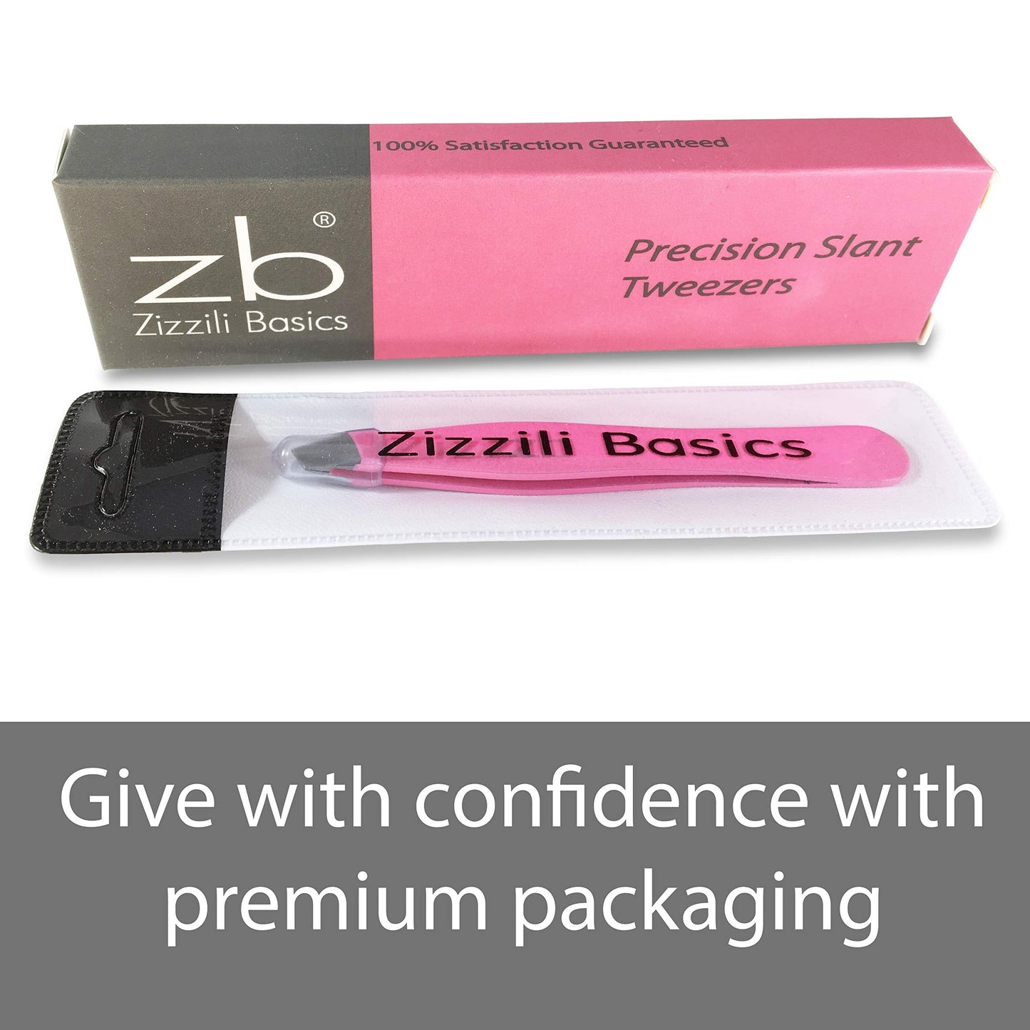 Tweezers - Surgical Grade Stainless Steel - Slant Tip for Expert Eyebrow Shaping and Facial Hair Removal - with Protective Pouch (Bubblegum Pink) Beauty & Personal Care Zizzili Basics