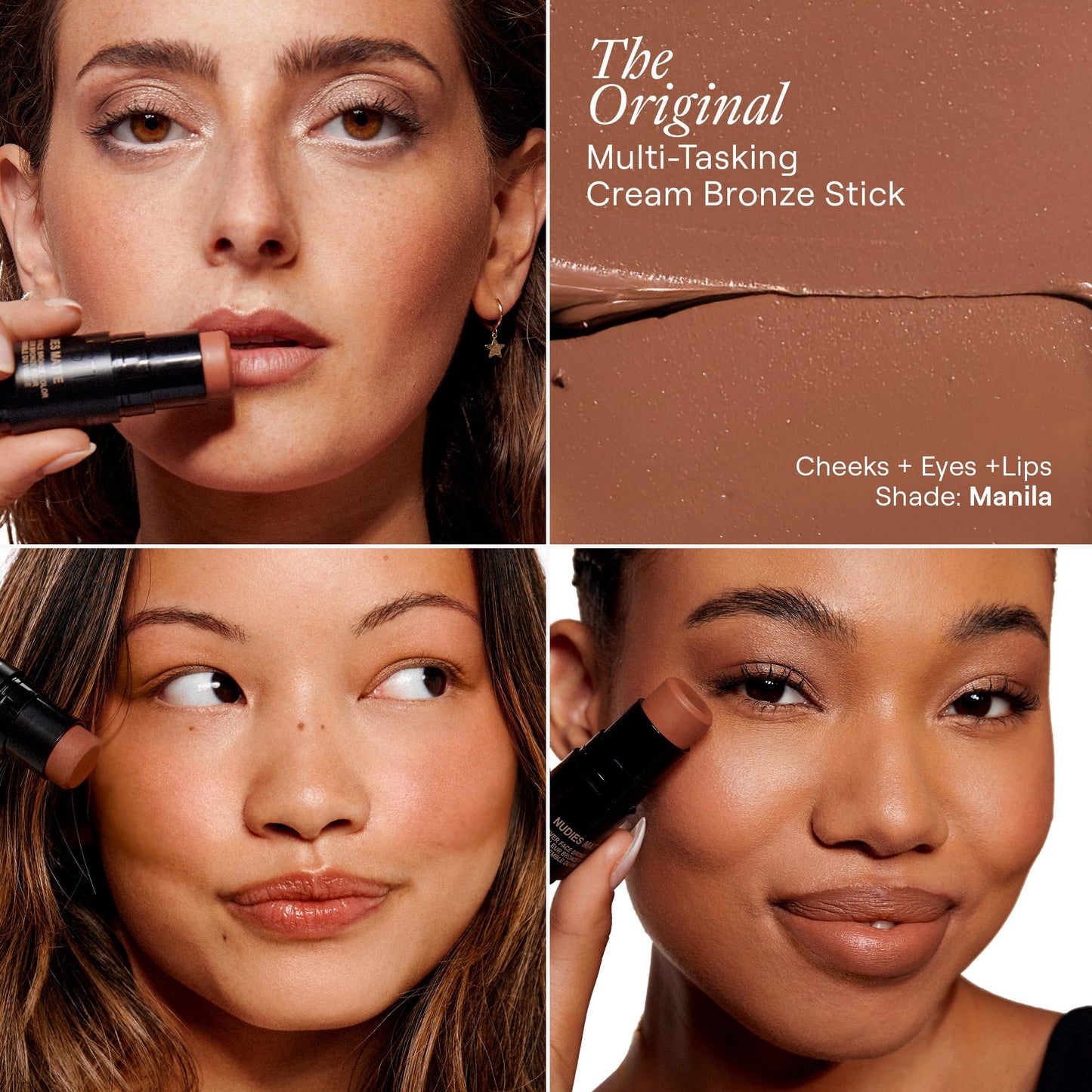 Nudestix Nudies Bronze All Over Matte Bronzing Stick - 3-in-1 Cream Bronzer for Cheeks, Eyes & Lips with Built-In Brush | Natural Contour & Sun-Kissed Beauty & Personal Care Nudestix