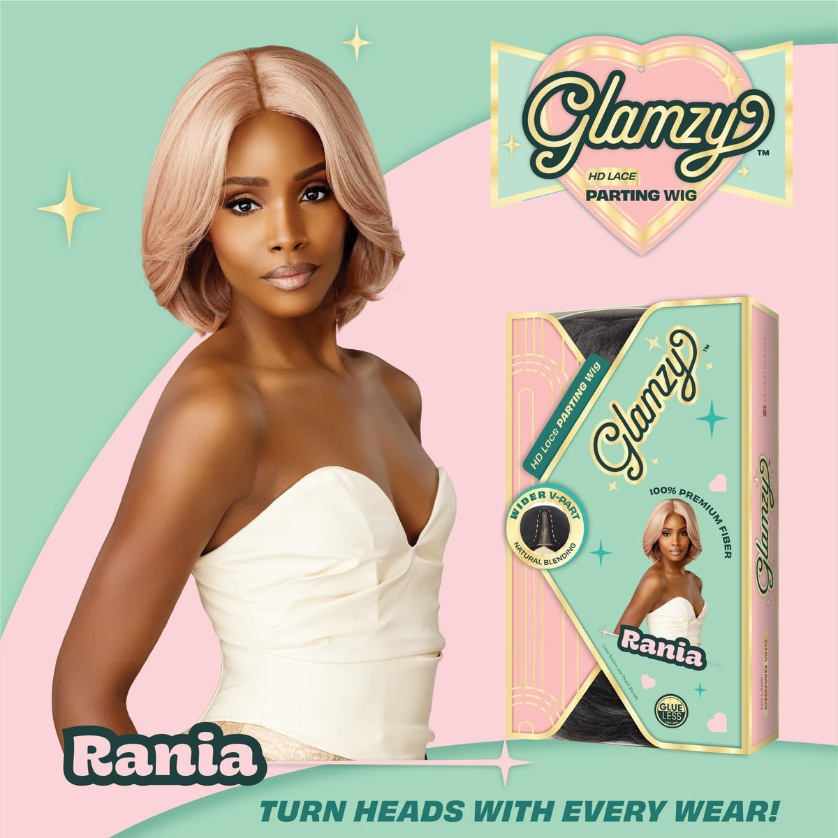 Sensationnel Glamzy Lace Part Wig-Rania, 2 DARKBROWN
