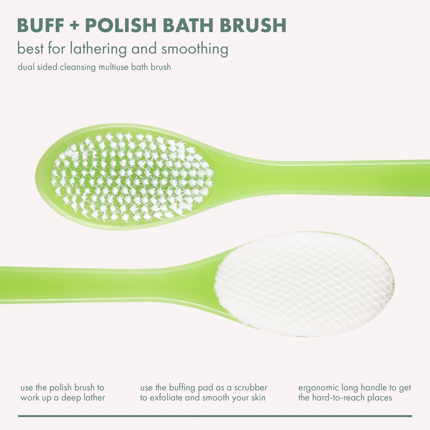 EcoTools Buff + Polish Bath Brush, Long Handle to Cleanse & Exfoliate Back & Hard-to-Reach Areas, Eco Friendly Shower Brush Removes Dead Skin, Cruelty Beauty and Personal Care EcoTools
