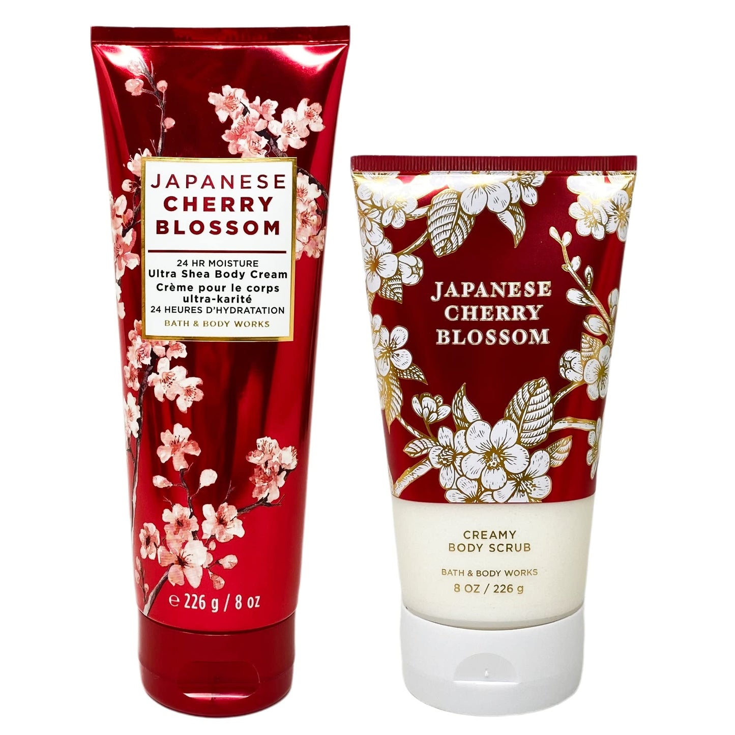 Bath & Body Works Japanese Cherry Blossom 2 Piece Gift Set - Body Cream and Body Scrub - Full Size Beauty and Personal Care Bath & Body Works