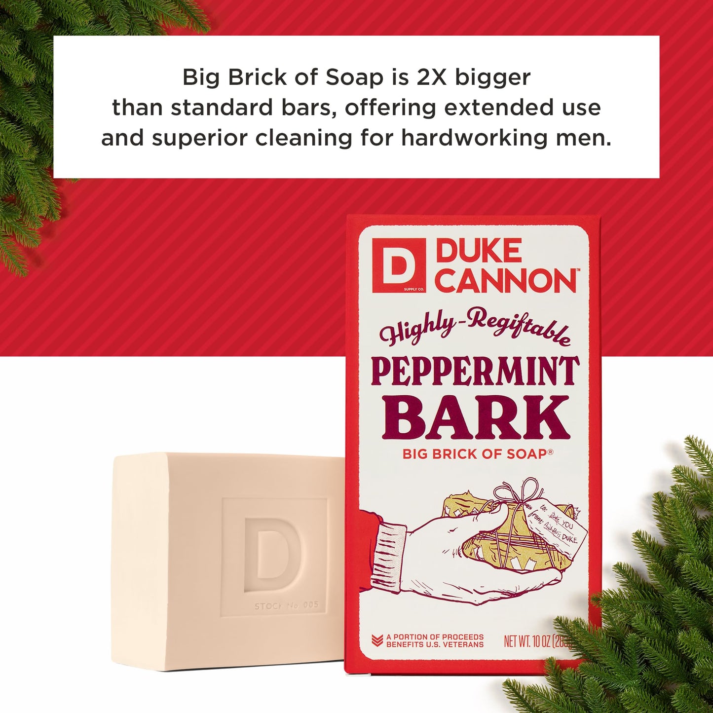 Duke Cannon Supply Co. Big Brick of Soap Bar for Men Holiday Edition - Peppermint Bark (Peppermint Scent), 10 oz. (3 Pack) Beauty & Personal Care Duke Cannon Supply Co.
