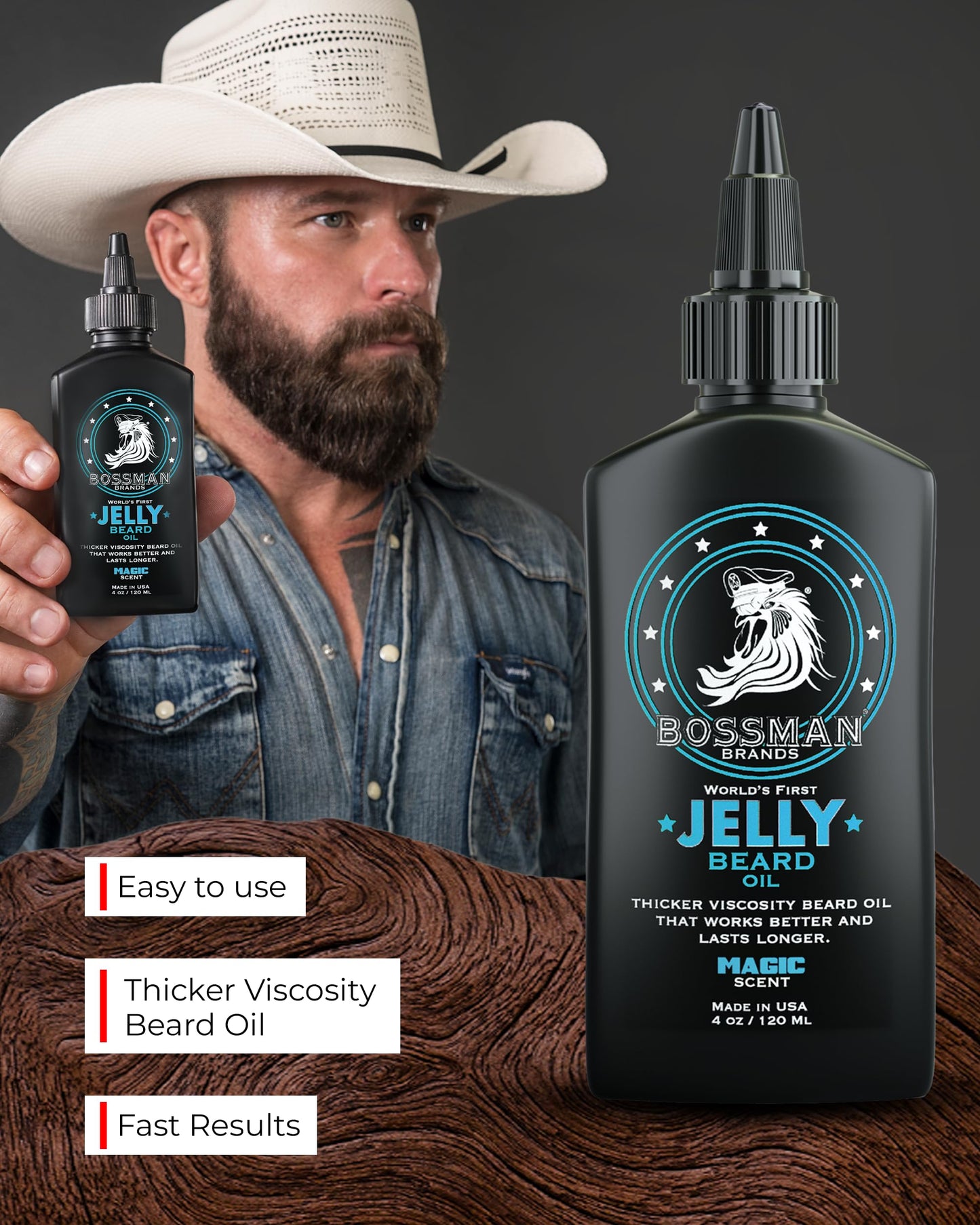 Bossman Jelly Beard Oil for Men (4 oz, Magic Scent) - Softens, Moisturizes & Conditions with Natural Ingredients Beauty & Personal Care Bossman