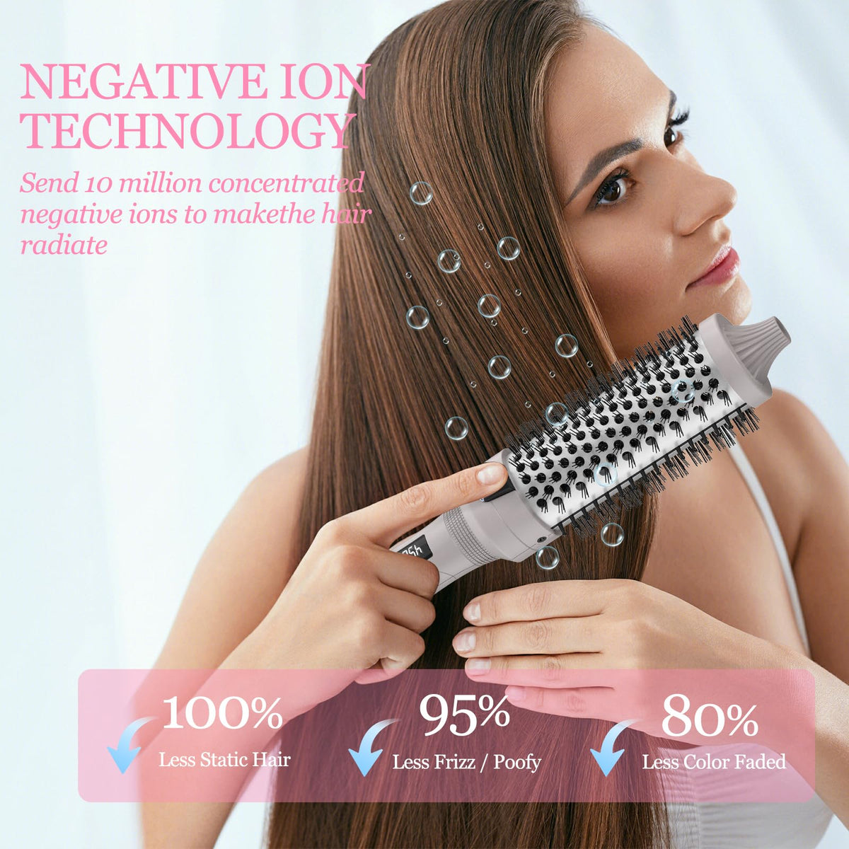K&K 1.5 Inch Thermal Round Brush for Blowout Style, Silver