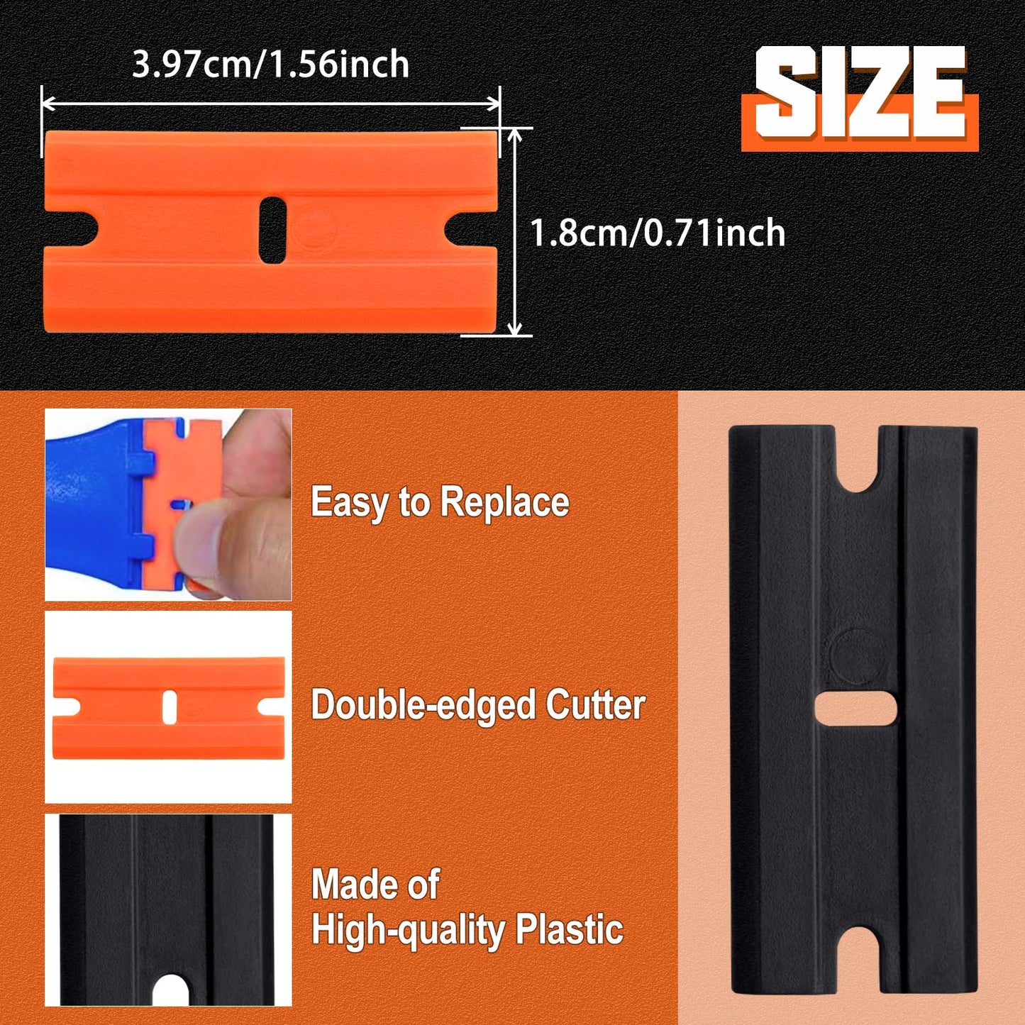 SPEEDWOX 200Pcs Plastic Razor Blades Double Edged Plastic Blades Plastic Scraper Blades Safety Glass Scraper Easy Replacement for Removing Labels Beauty and Personal Care SPEEDWOX