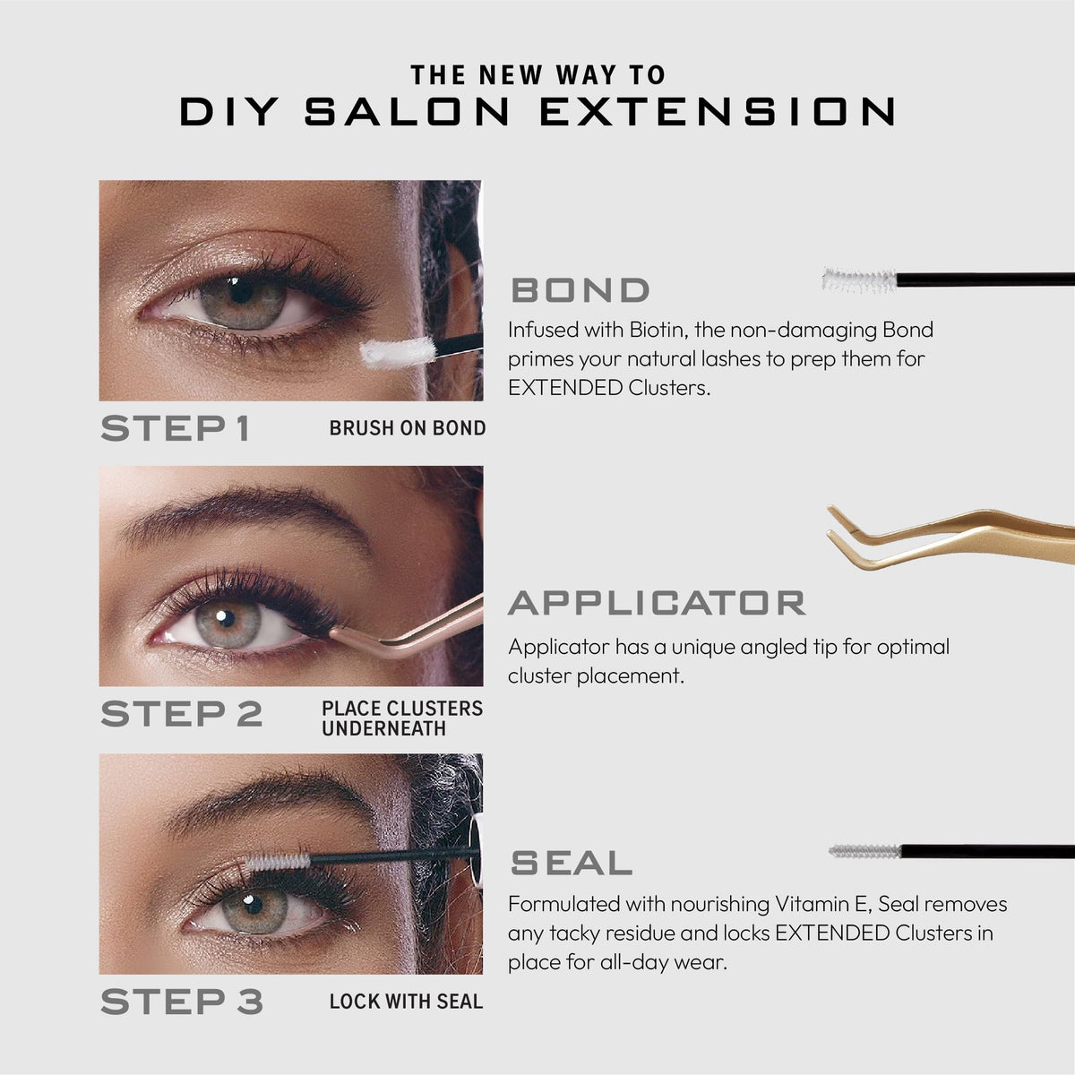 VLuxe DIY Eyelash Extension Waterproof Bond & Seal Lash Adhesive, Sweatproof Strong Lash Glue for Extensions, Cluster, Individual False Eyelash +
