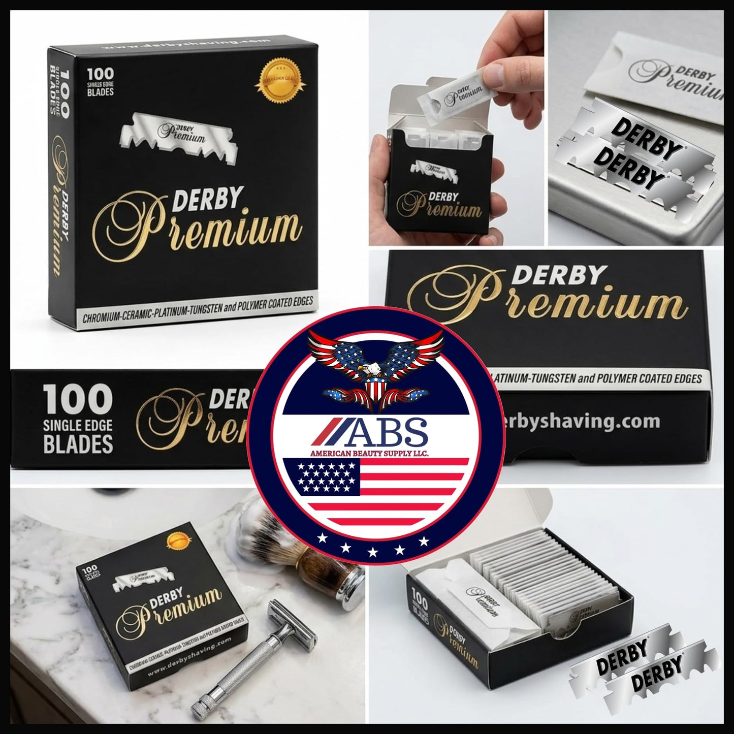 ABS Derby Premium Single Edge Razor Blades for Straight Razors and Shavettes - Barbershop-Quality Sharp, Smooth Shaving Refills - American Beauty Beauty and Personal Care ABS American Beauty Supply