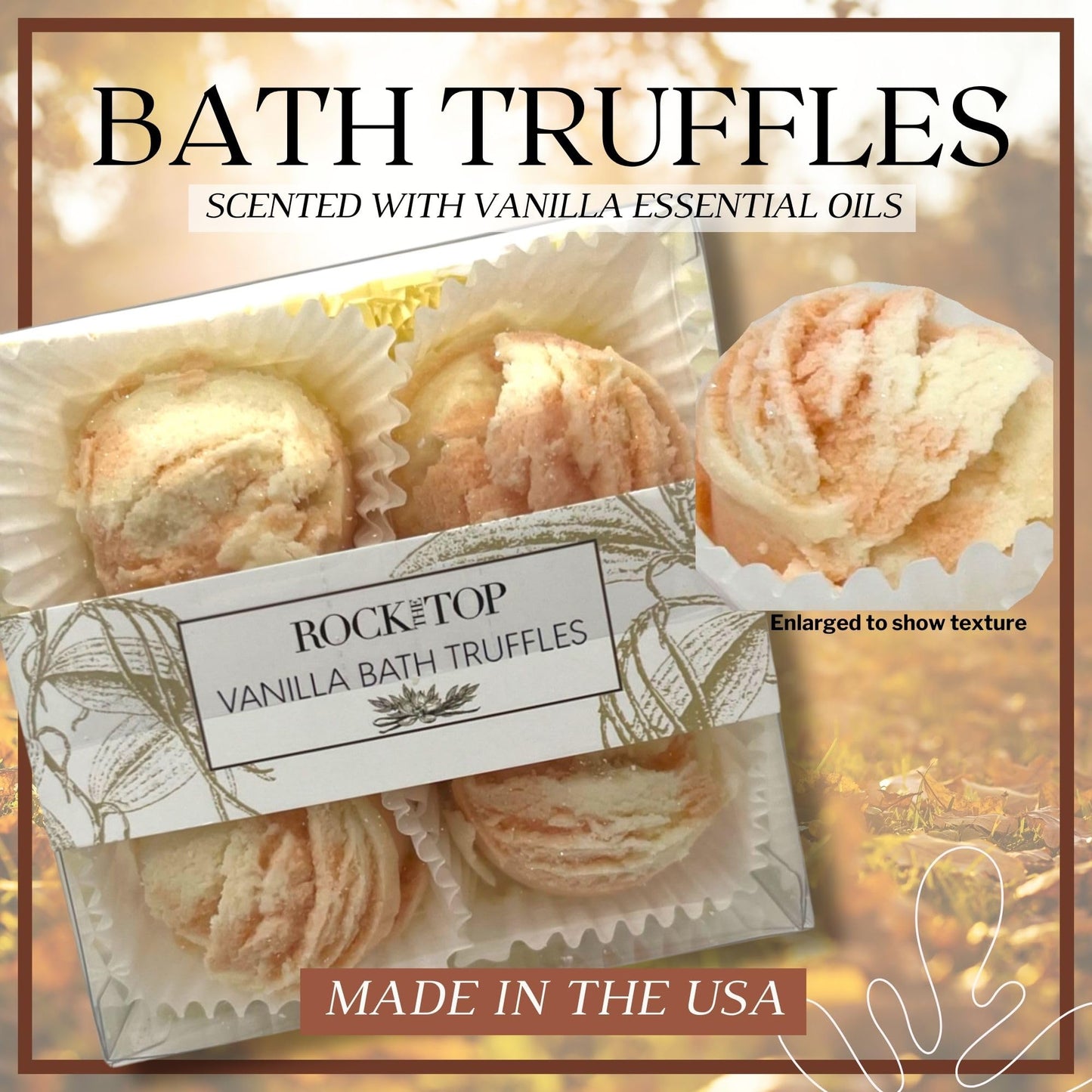 Rock the Top Relaxation Gifts for Women. 6 Self Care Gifts, Mineral-Rich Vanilla Bath Salt, Pumpkin Spice Bath Soap, Bath Bomb Truffles. Spa kit that Beauty and Personal Care Rock the Top
