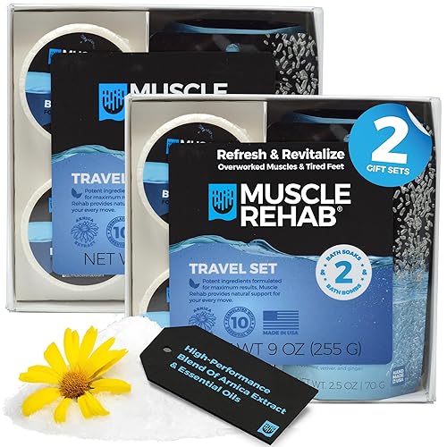 Muscle Rehab Sports Recovery Intro Gift Set (2) Sets- Fast-Absorbing Muscle Soak for Post-Workout or Run - Bath Bombs and Soak for Sore Muscles… Beauty & Personal Care Muscle Rehab