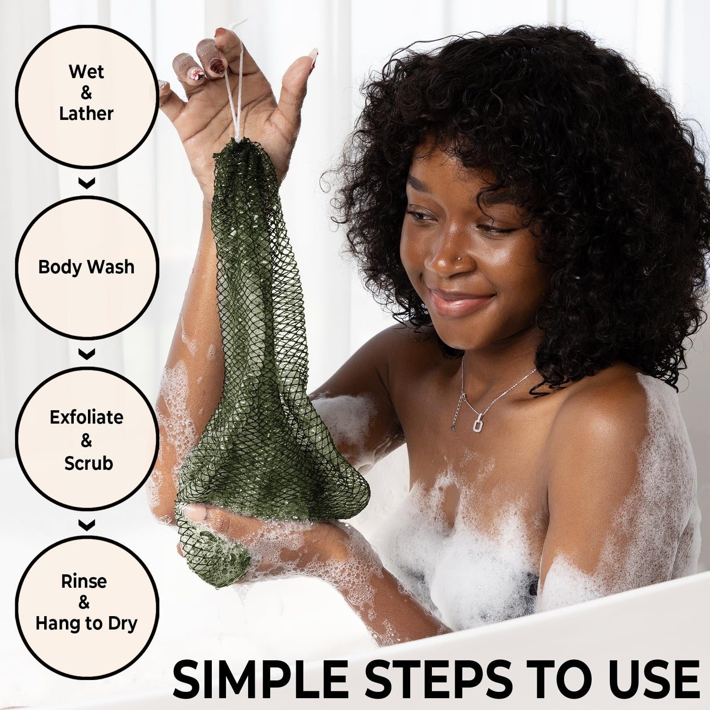 African Net Sponge Authentic - Afro Scrub Exfoliating Net Sponge with Knots - African Bath Sponges for Body Scrubber Exfoliator - Back Scrubber Beauty and Personal Care MINISENTIALS