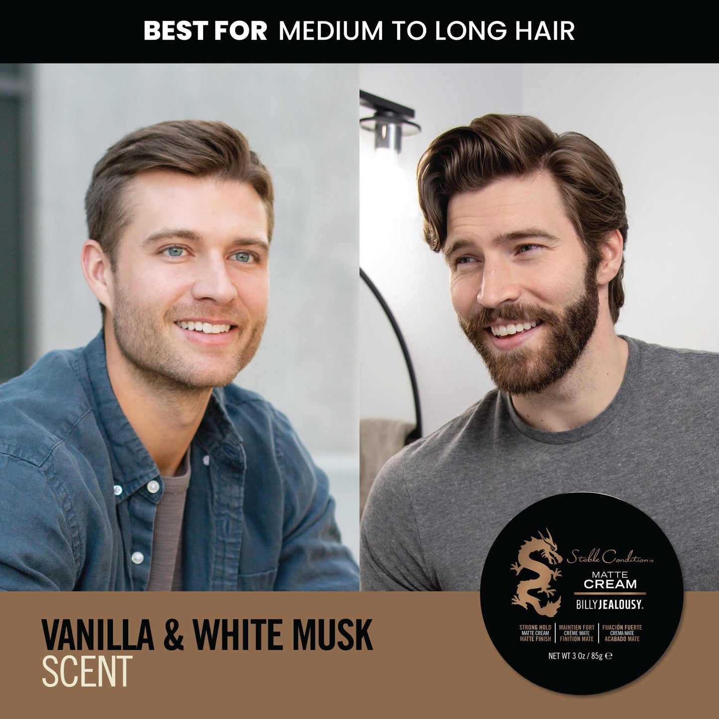 Billy Jealousy Stable Condition Matte Cream for Men with Natural Hold and Matte Finish, Reworkable, Lightweight, Water Based Hair Styling Product Beauty & Personal Care Billy Jealousy