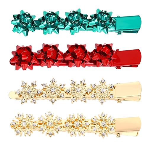 Christmas Hair Clip Hairpin Rhinestone Winter Snowflake Bow Shape Alligator Hair Clip Xmas Holiday Party Hair Barrette Hair Accessories For Woman (Bow Beauty & Personal Care YAHPERN