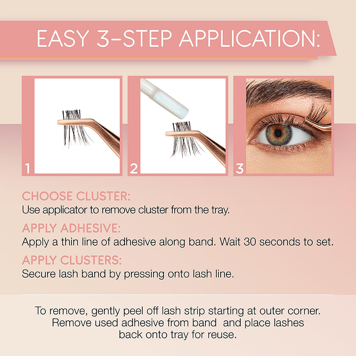 Ardell Naked Clusters 437 - Lightweight Human Hair Natural Cluster Lashes with Invisiband, Mixed Length 8-14 mm, DIY Lash Extensions, 50 Lash Clusters