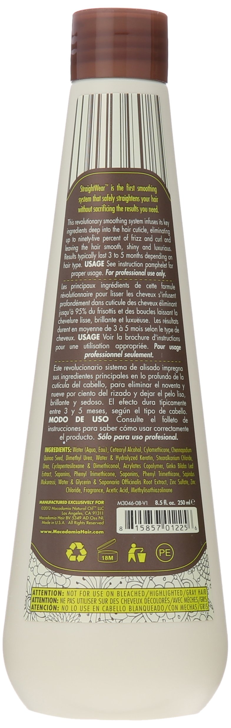 Macadamia Natural Oil Straightwear Smoother Straightening Solution Oil for Unisex - 8.5 oz Smoother Beauty & Personal Care Macadamia Natural Oil