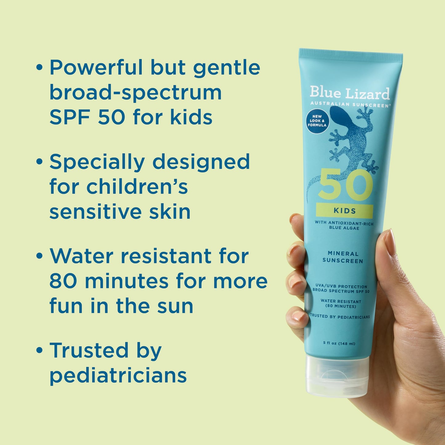 Blue Lizard Kids Mineral SPF 50 Sunscreen Lotion, 100% Mineral, Children’s Sunscreen, Water-Resistant Formula, Paraben-Free, Fragrance-Free, 5 fl oz Beauty & Personal Care BLUE LIZARD