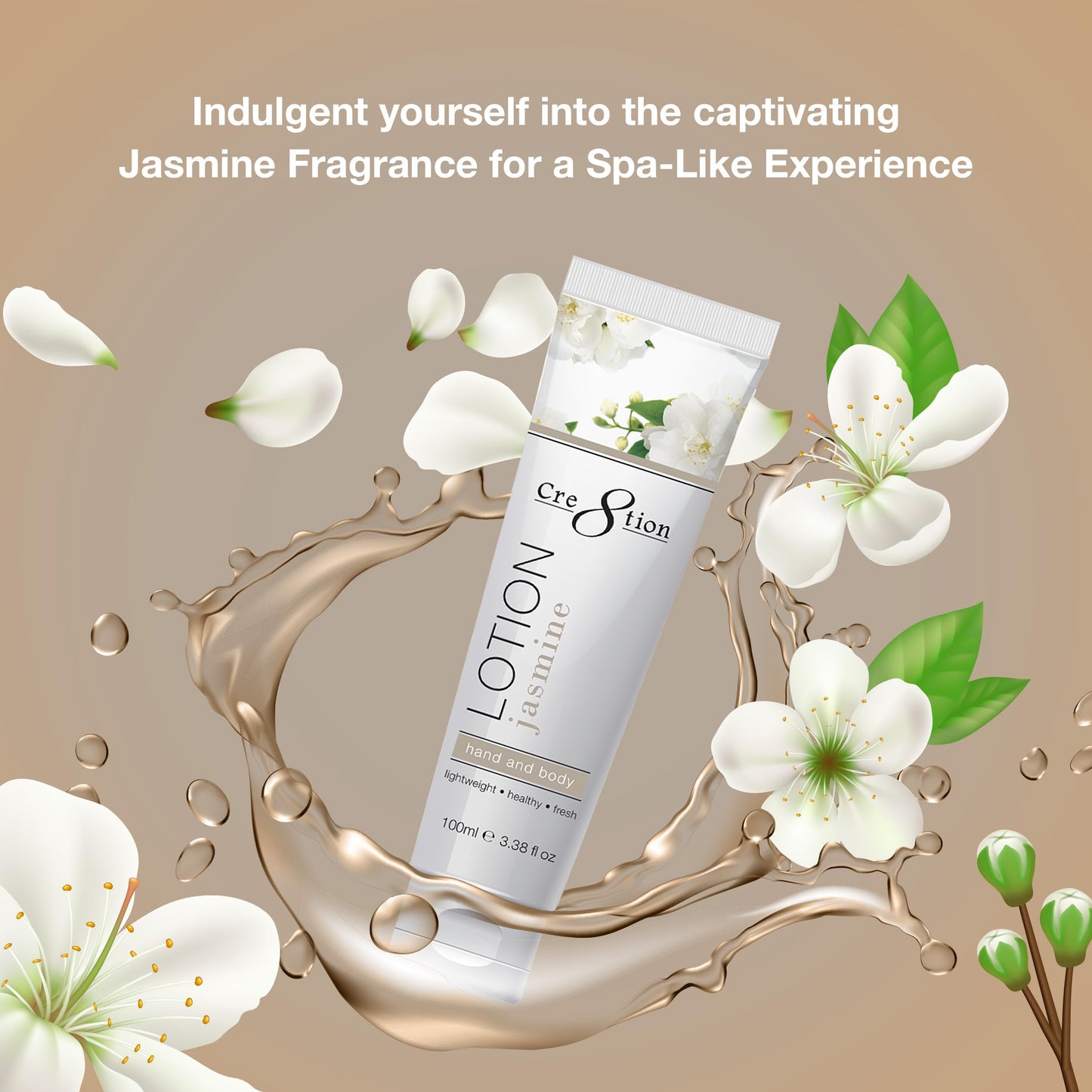 Cre8tion Spa Jasmine Hand & Body Lotion, Luxurious Lightweight Moisturizer for Silky, Smooth Skin, 3.3 Fl Oz Beauty & Personal Care Cre8tion
