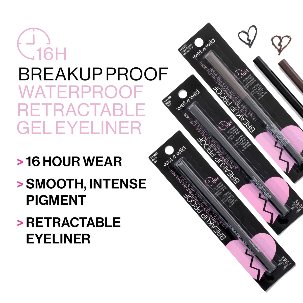 wet n wild Mega Last Breakup Proof Waterproof Retractable Gel Eyeliner - Ultra Pigmented 16-Hour Long Wear, Smudge Proof Satin Finish Formula Beauty & Personal Care wet n wild