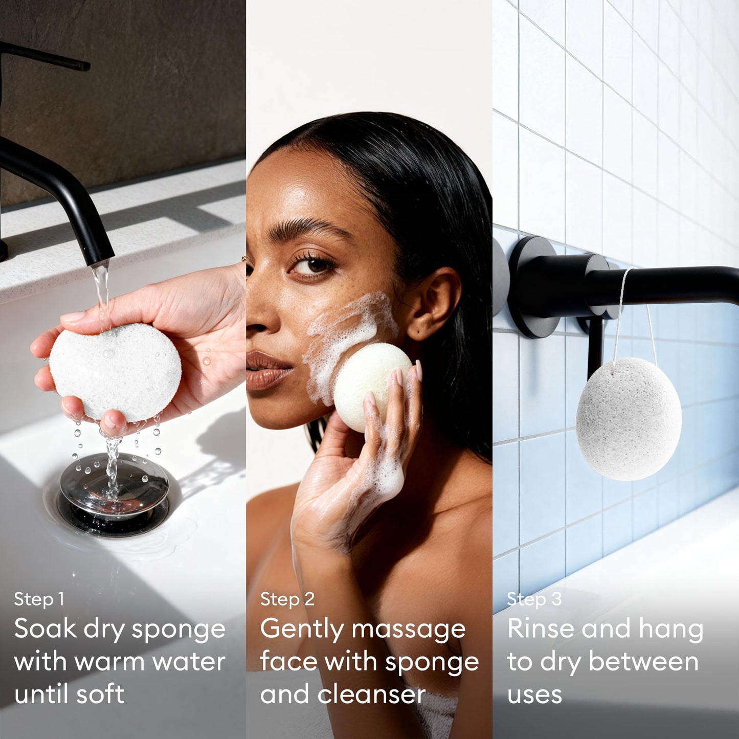 Vove Organic Konjac Facial Sponges 3-Pack - Natural Face Exfoliating Sponges with Bamboo Charcoal & Green Clay, Gentle Cleansing for All Skin Types Beauty & Personal Care Vove