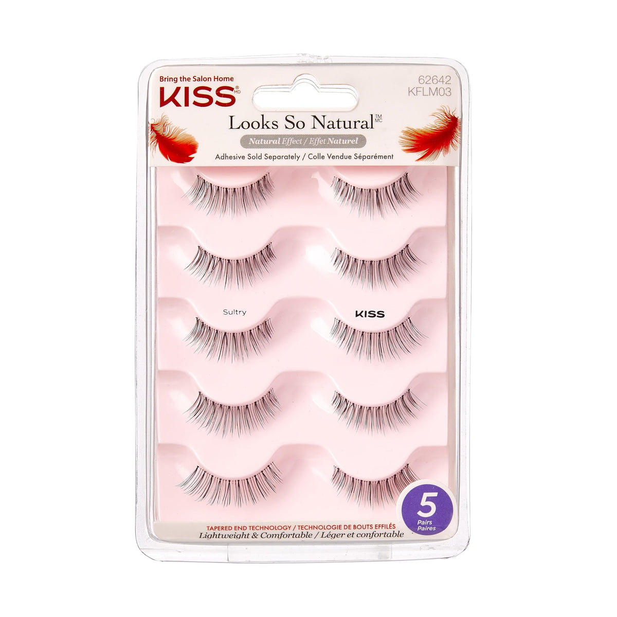 KISS Looks So Natural, False Eyelashes, 'Sultry', 12 mm, Includes 5 Pairs Of Lashes, Contact Lens Friendly, Easy to Apply, Reusable Strip Lashes Beauty & Personal Care KISS