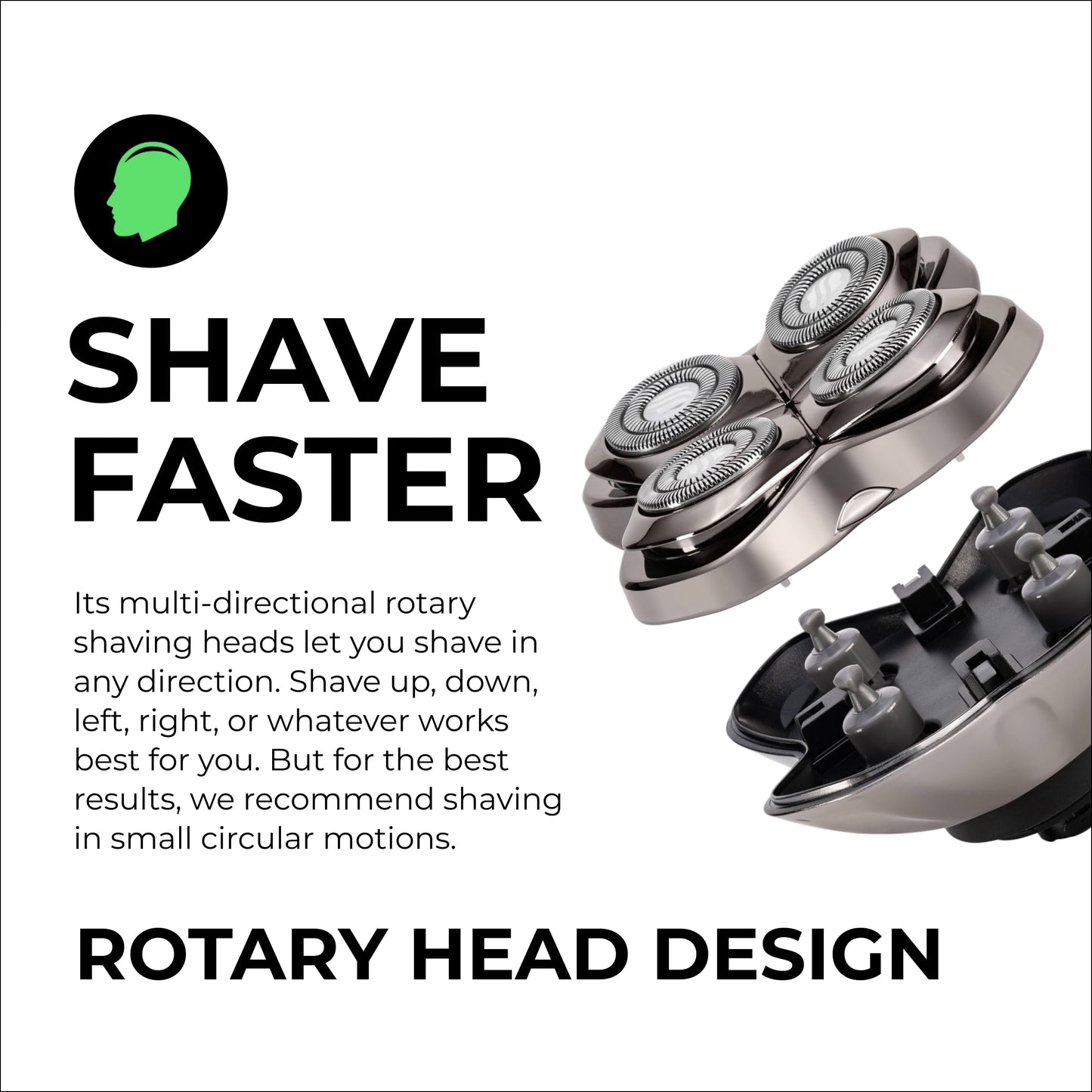 Skull Shaver Carver PRO 4 Head Replacement Blade - Shaver Blade for Wet & Dry Shaving - Rotary Heads Design - Japanese Stainless Steel - Compatible Beauty and Personal Care Skull Shaver