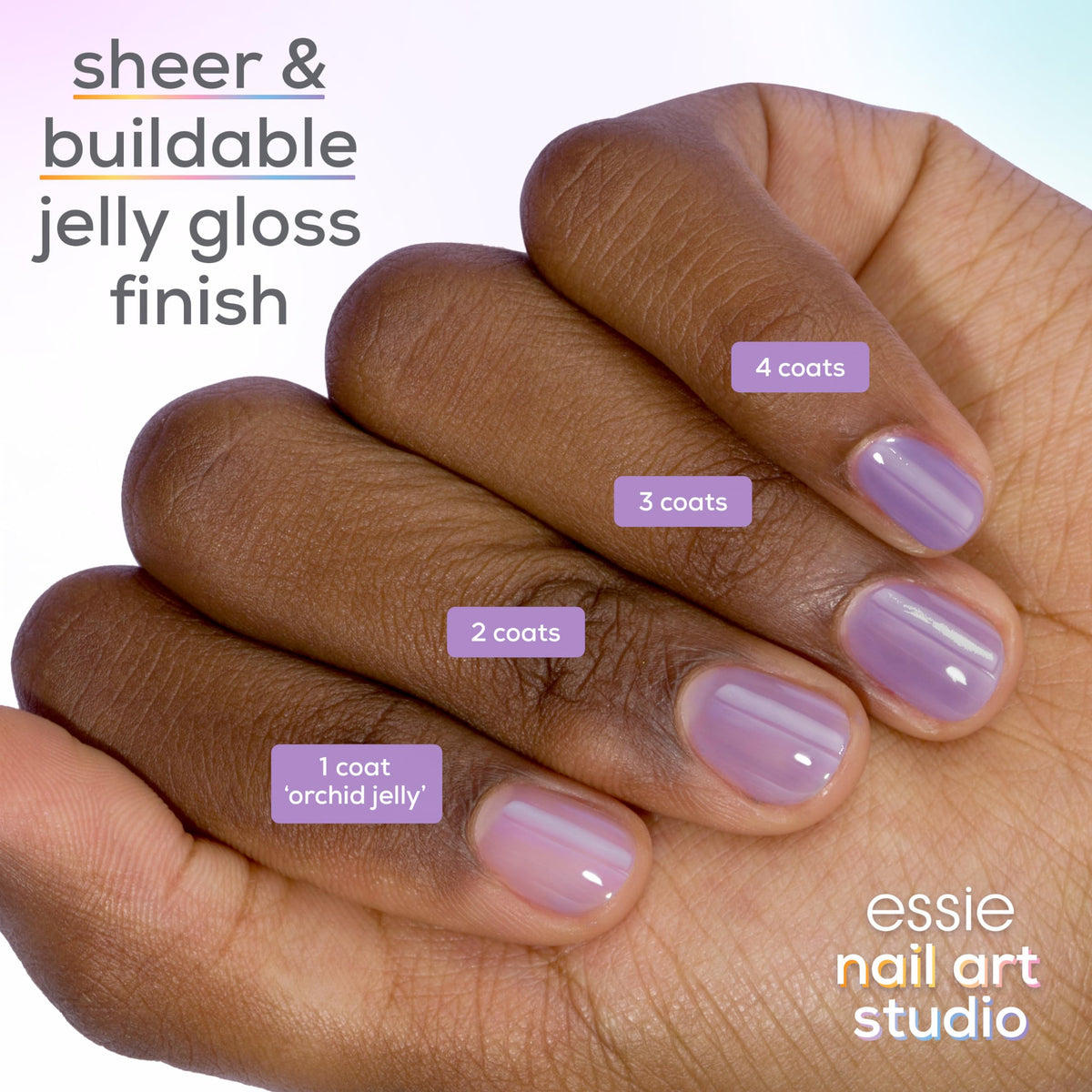 essie Nail Art Studio Jelly Gloss Polish, Vegan, Sheer Purple Nail Polish, Orchid Jelly, 0.46 Fl Oz