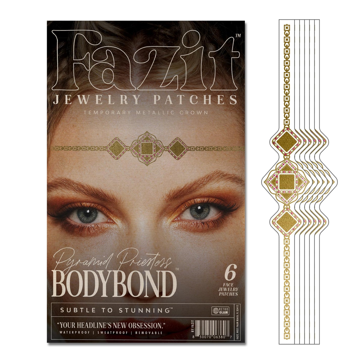 Fazit Makeup Patches - Pyramid Priestess Bodybond - Glow Up Make-Up Patches - Cute Glitter Makeup Accessories for Women - Cosmetic Glitter for Face Beauty & Personal Care Fazit