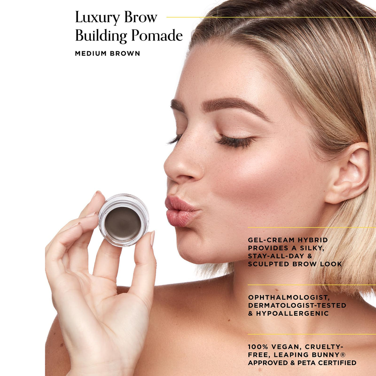 Arches and Halos Luxury Brow Building Pomade - Vegan Eyebrow Pomade - Creamy, Long Wearing Color for Clean, Defined Brows - Neutral Brown - 0.1 oz