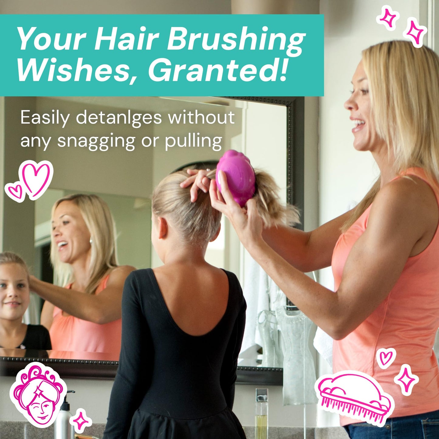 Knot Genie Teeny Detangling Hair Brush for Kids (Fairy Pink) | Perfect Detangling Brush for Curly Hair, Gently Separate Tangles, Leaves Hair Smooth Beauty & Personal Care Knot Genie
