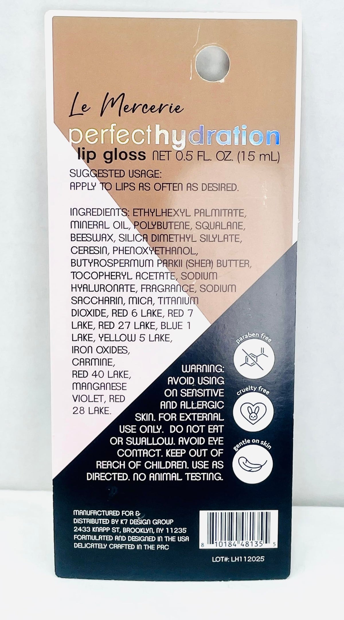 LE MERCERIE Perfect Hydration Lip Gloss with Hyaluronic Acid and Vitamin E, Paraben Free, Cruelty Free, 0.5 fl. oz.