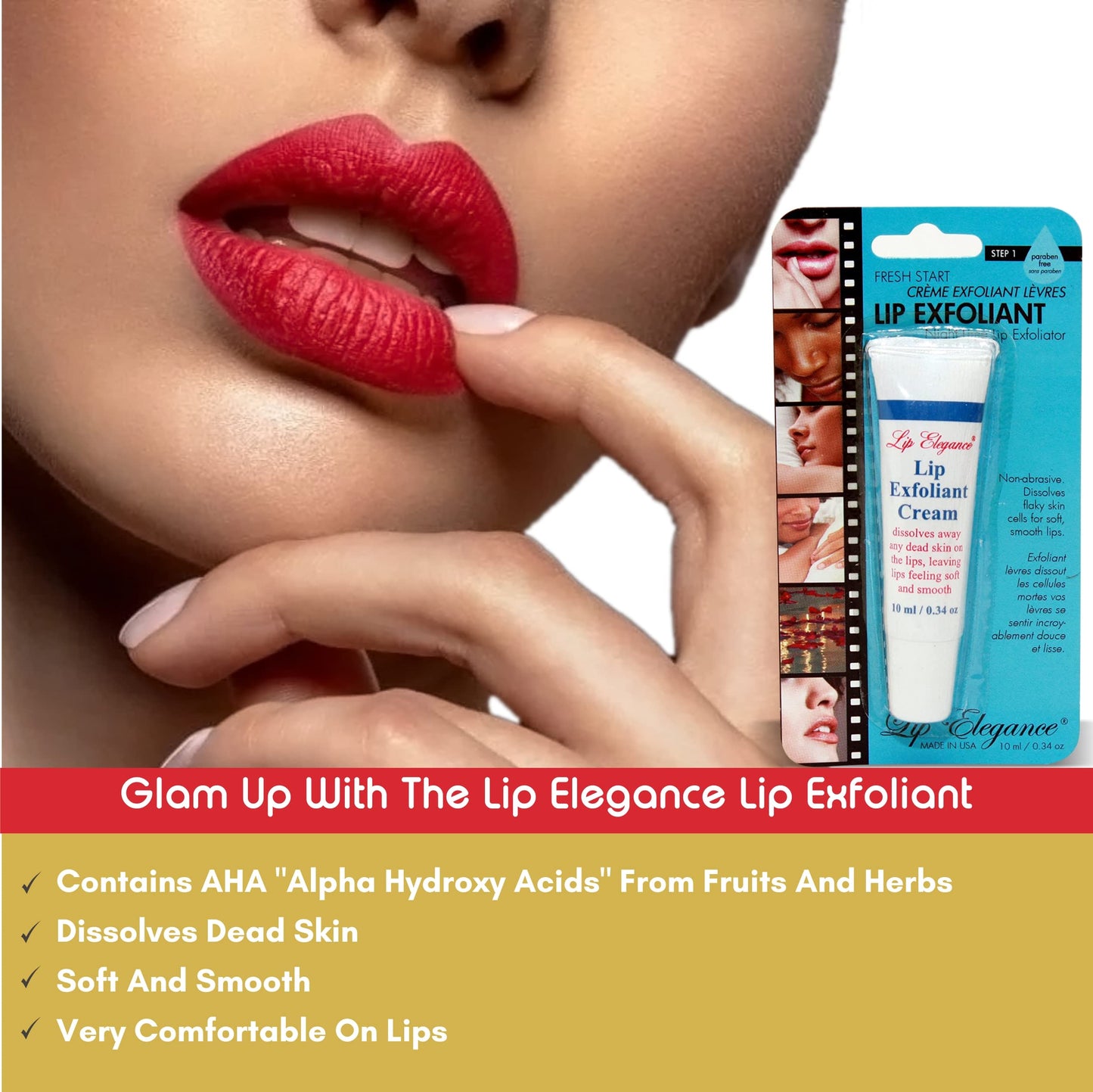 Lip Elegance Lip Exfoliator Cream - Intense Lip Repair and Lip Treatment Lip Exfoliant Cream - Lip Scrub Cream for Everday Lip Care - 0.34 Oz Beauty and Personal Care Lip Elegance