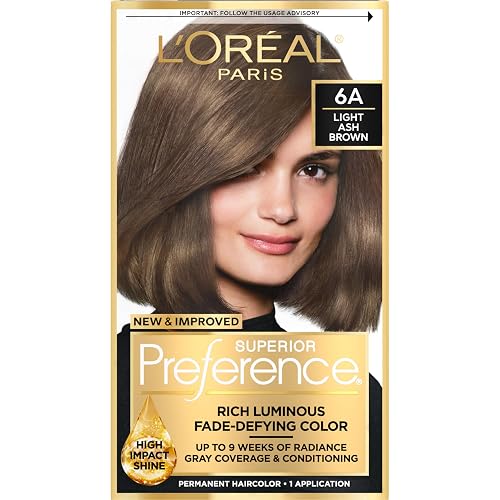 L'Oreal Paris Superior Preference Luminous Fade-Defying Permanent Hair Color, Hair Dye For Up to 9 Weeks of Radiance, Light Ash Brown 6A, 1 Hair Dye Beauty & Personal Care L'Oreal Paris