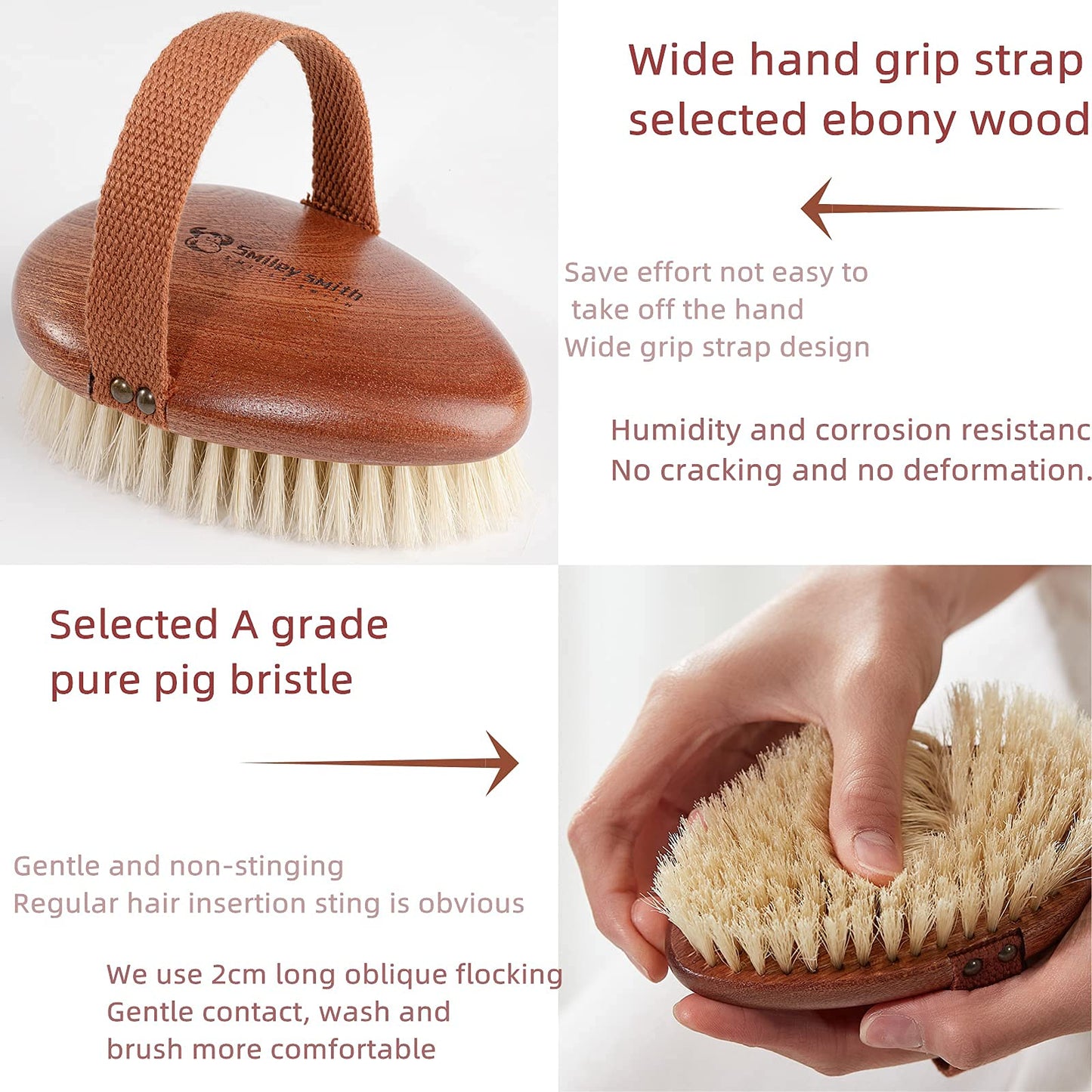 Premium Dry Brushing Body Brush for Glowing Skin Exfoliating Shower Brush for Silky Smooth Results Portable Dry/Wet Exfoliator Brush Removes Dead Skin Beauty and Personal Care Smiley smith