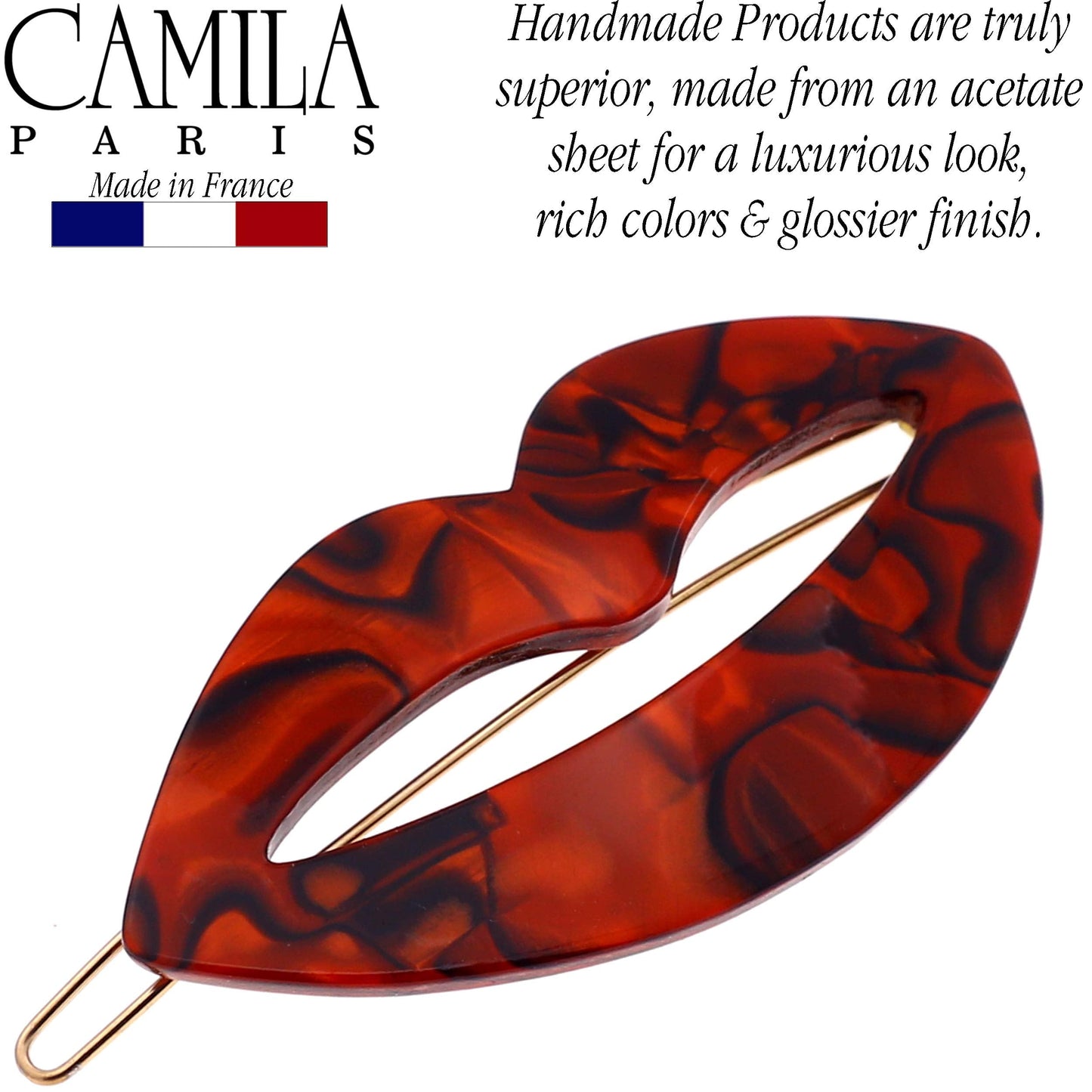 Camila Paris CP2972 French Hair Barrette Clip for Girls, Small Handmade Kiss Red, Strong Hold Grip Hair Clips for Women, No Slip and Durable Styling Beauty & Personal Care Camila