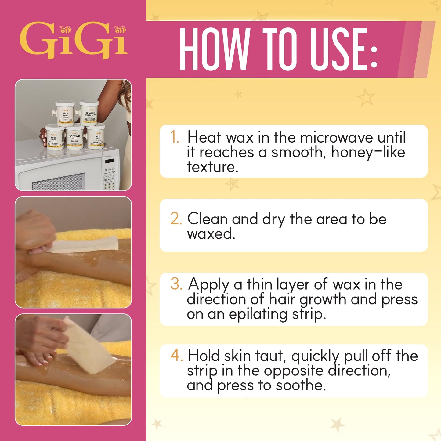 GiGi Microwave Glitter Wax - Stripless Hair Removal Wax for Sensitive Skin, Quick & Easy Microwaveable Wax, 8 oz Beauty and Personal Care GIGI