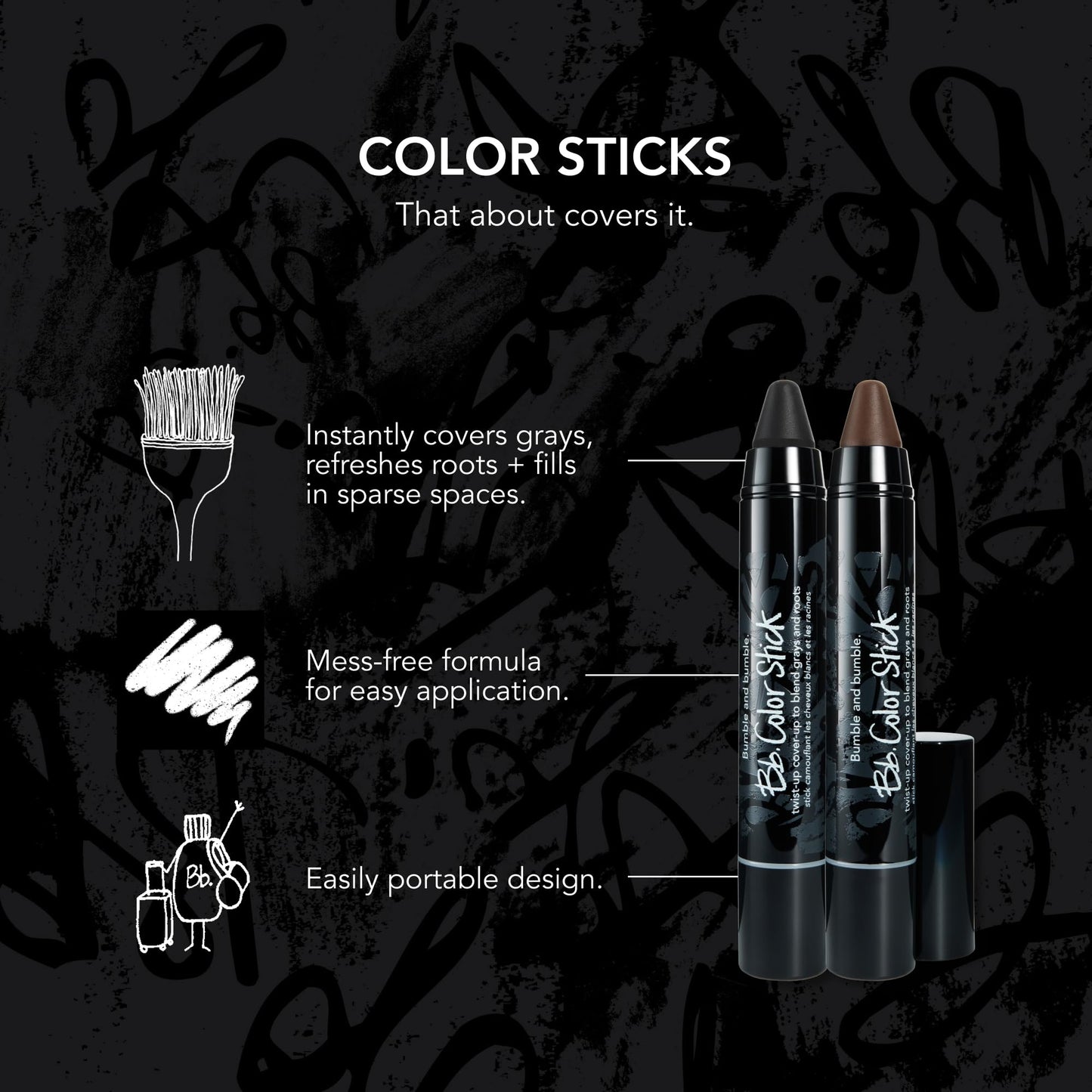 Bumble and bumble. Color Stick | Gray Hair + Root Cover Up in Natural Shades | Portable, Mess-Free Twist Up Design | Black, 1 Count Beauty & Personal Care Bumble and bumble.