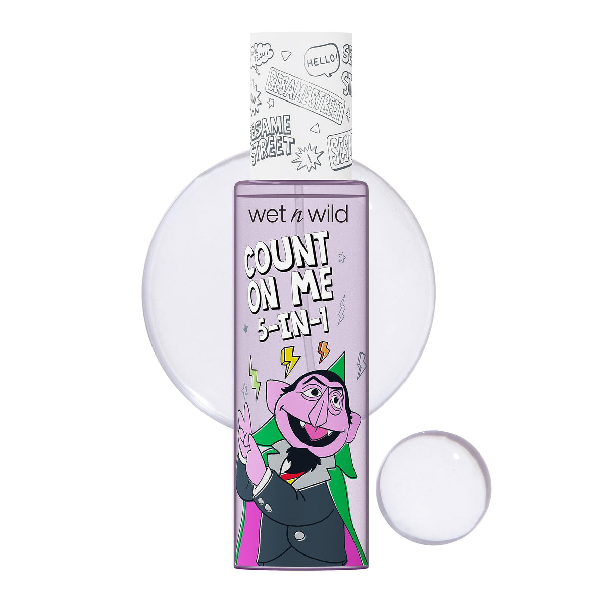 wet n wild Sesame Street 5-in-1 Prime & Set Face Mist, Floral Scented Makeup Setting Spray with Hyaluronic Acid & Niacinamide, Cruelty-Free - Count On